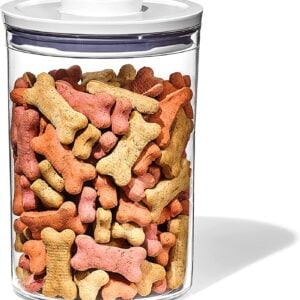 OXO Good Grips Pet POP Container – 6.0 Qt/5.7 L with Half Scoop | Airtight Dog and Cat Food Storage | BPA Free, Clear Design
