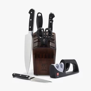 WÜSTHOF Classic 6-Piece Knife Set with Acacia Wood Block and Kitchen Spoon – Precision Forged High Carbon Stainless Steel
